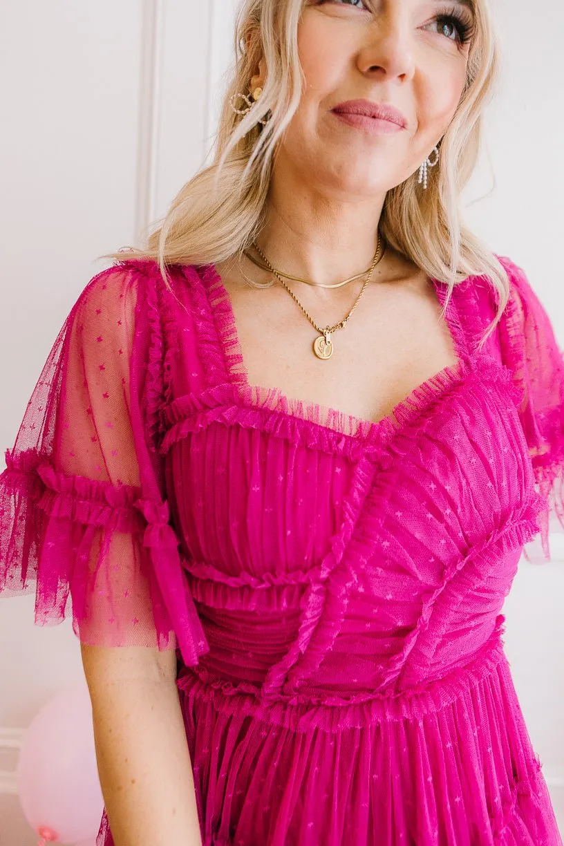 Whimsical Dress with Sweetheart-Neck in Fuchsia - FINAL SALE sold by Ivy City Co product image thumbnail 2