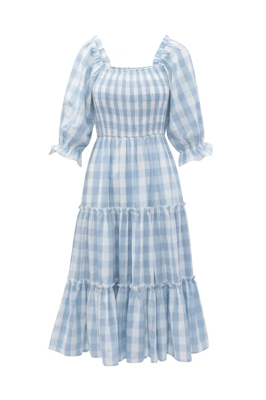 Mia Gingham Dress in Blue sold by Ivy City Co