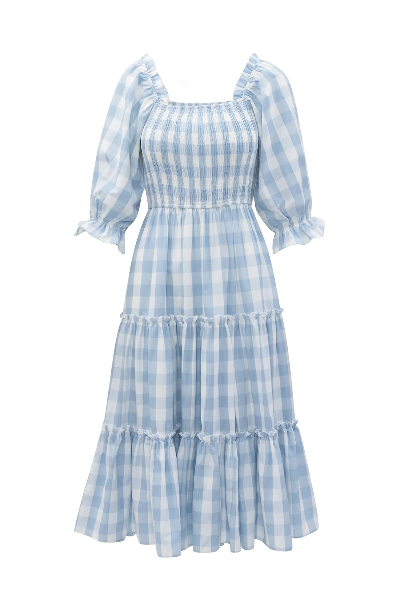 Mia Gingham Dress in Blue sold by Ivy City Co