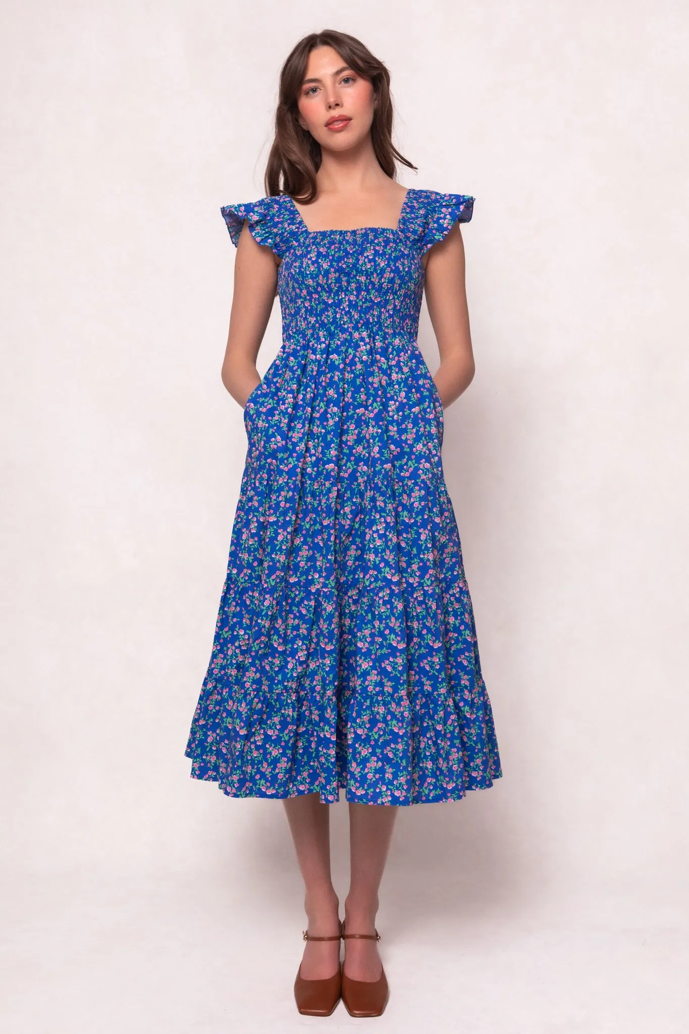 Hailey Dress in Allie Blue Floral sold by Ivy City Co