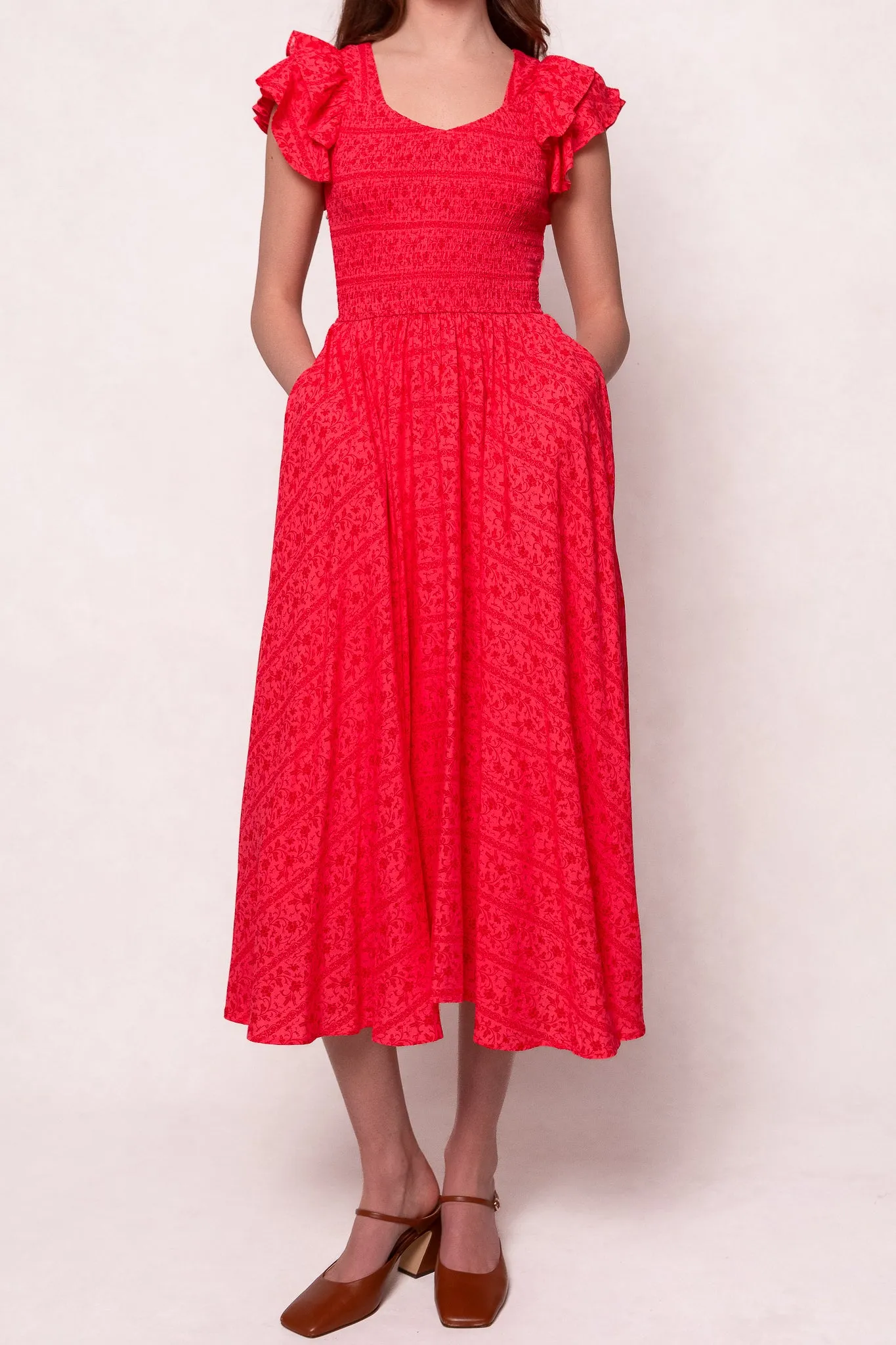 Hattie Dress in Crimson Pink sold by Ivy City Co