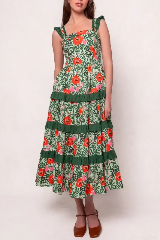 Juno Dress in Green Floral sold by Ivy City Co