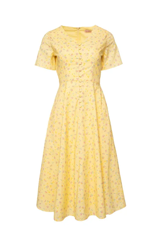 Allie Dress in Yellow Floral sold by Ivy City Co