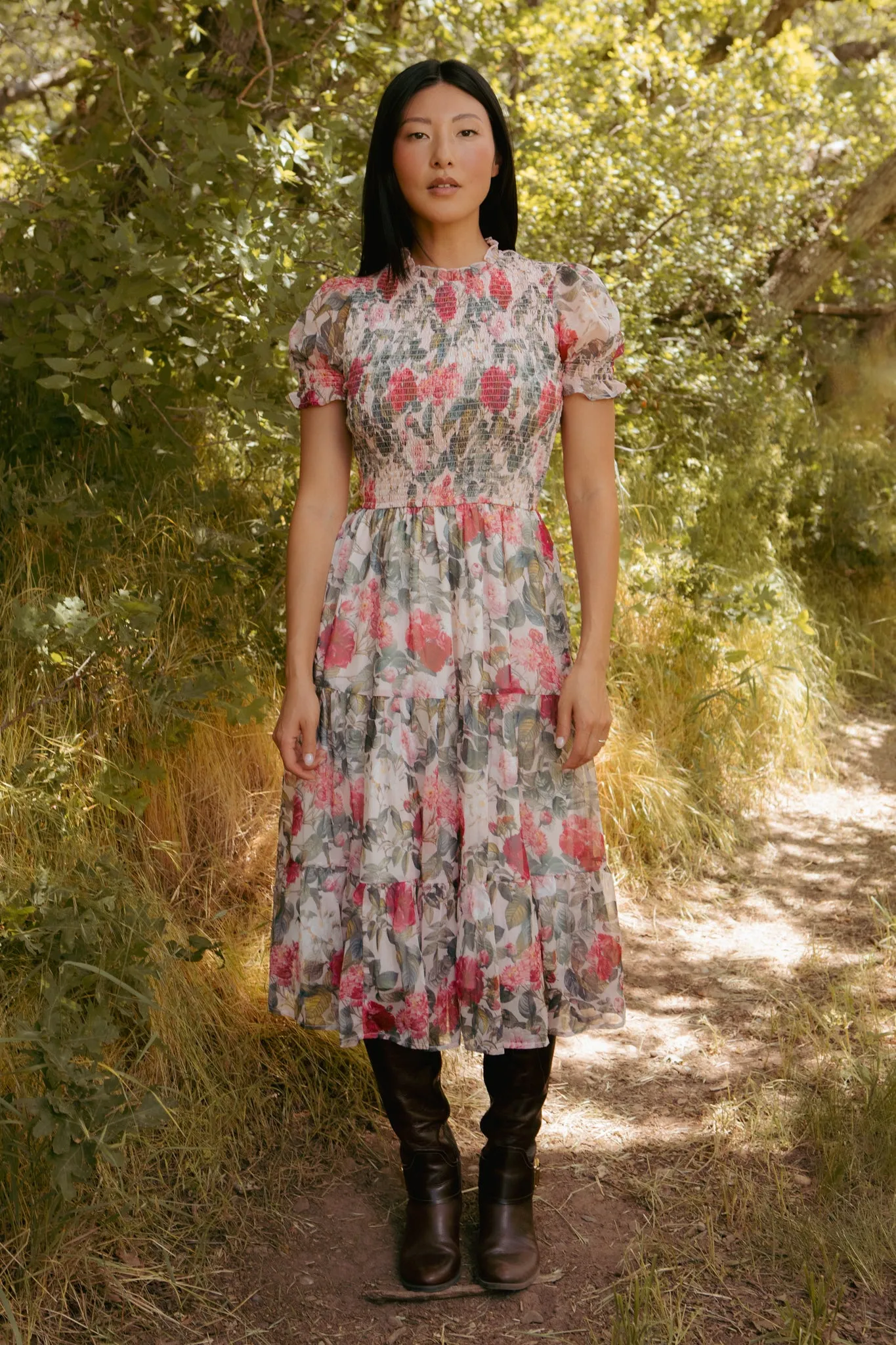 Cordelia Dress in Pink Bloom sold by Ivy City Co