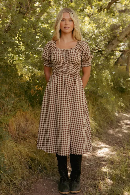 Kaitlyn Dress in Chocolate Gingham sold by Ivy City Co