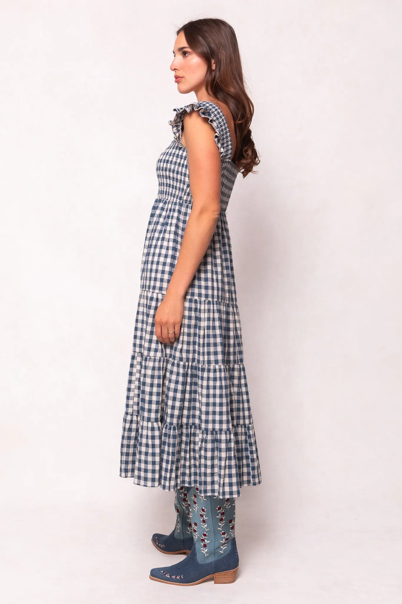 Hailey Dress in Indigo Gingham sold by Ivy City Co product image thumbnail 3