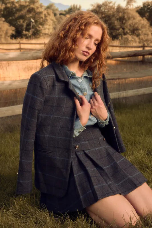 Marren Blazer in Charcoal Plaid made by Ivy City Co