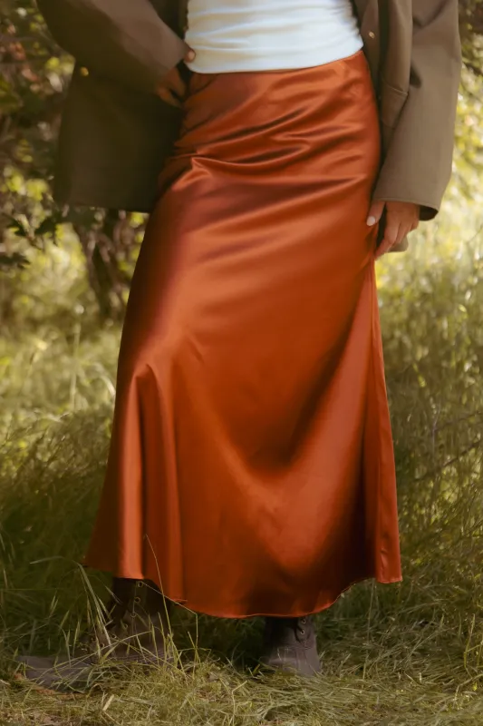 Tiff Maxi Skirt in Copper sold by Ivy City Co