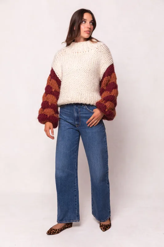 Aimee Sweater in Orange & Cream sold by Ivy City Co