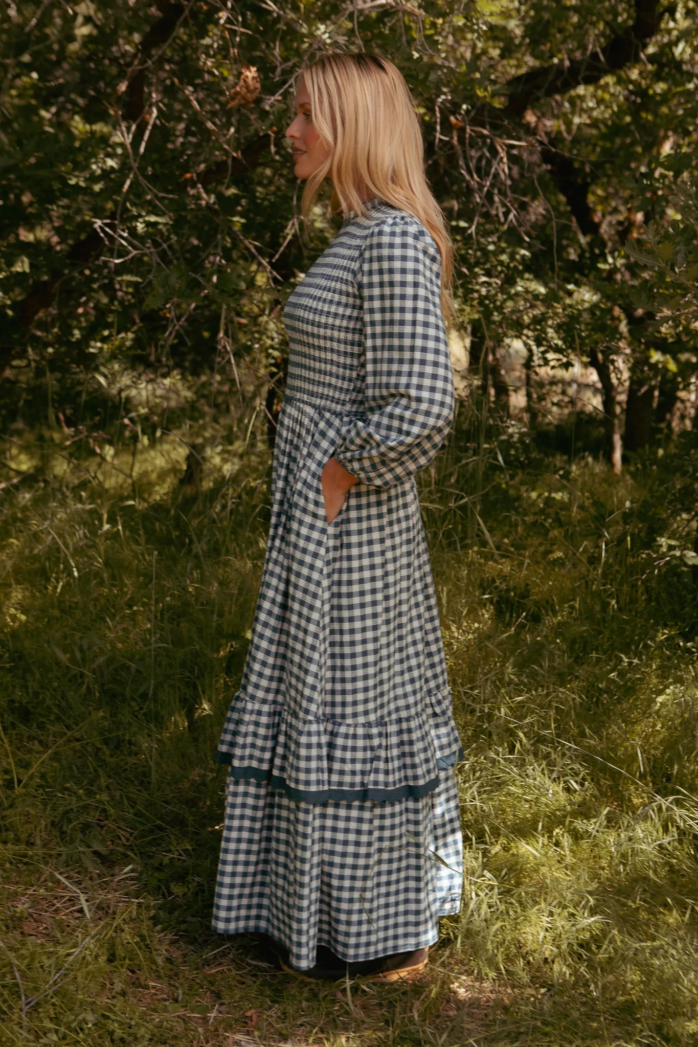 Presley Dress in Indigo Gingham sold by Ivy City Co product image thumbnail 3