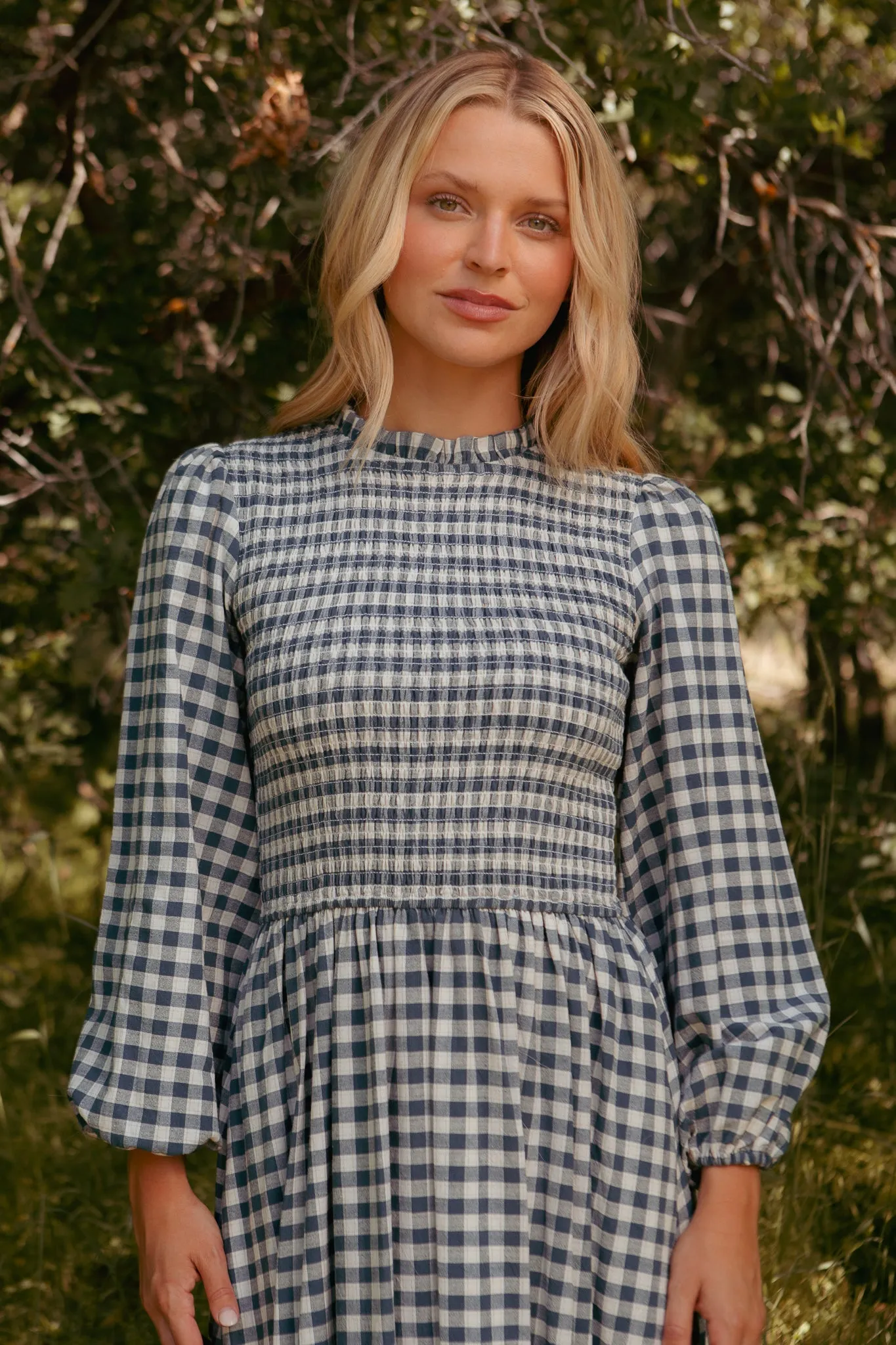 Presley Dress in Indigo Gingham sold by Ivy City Co product image thumbnail 2