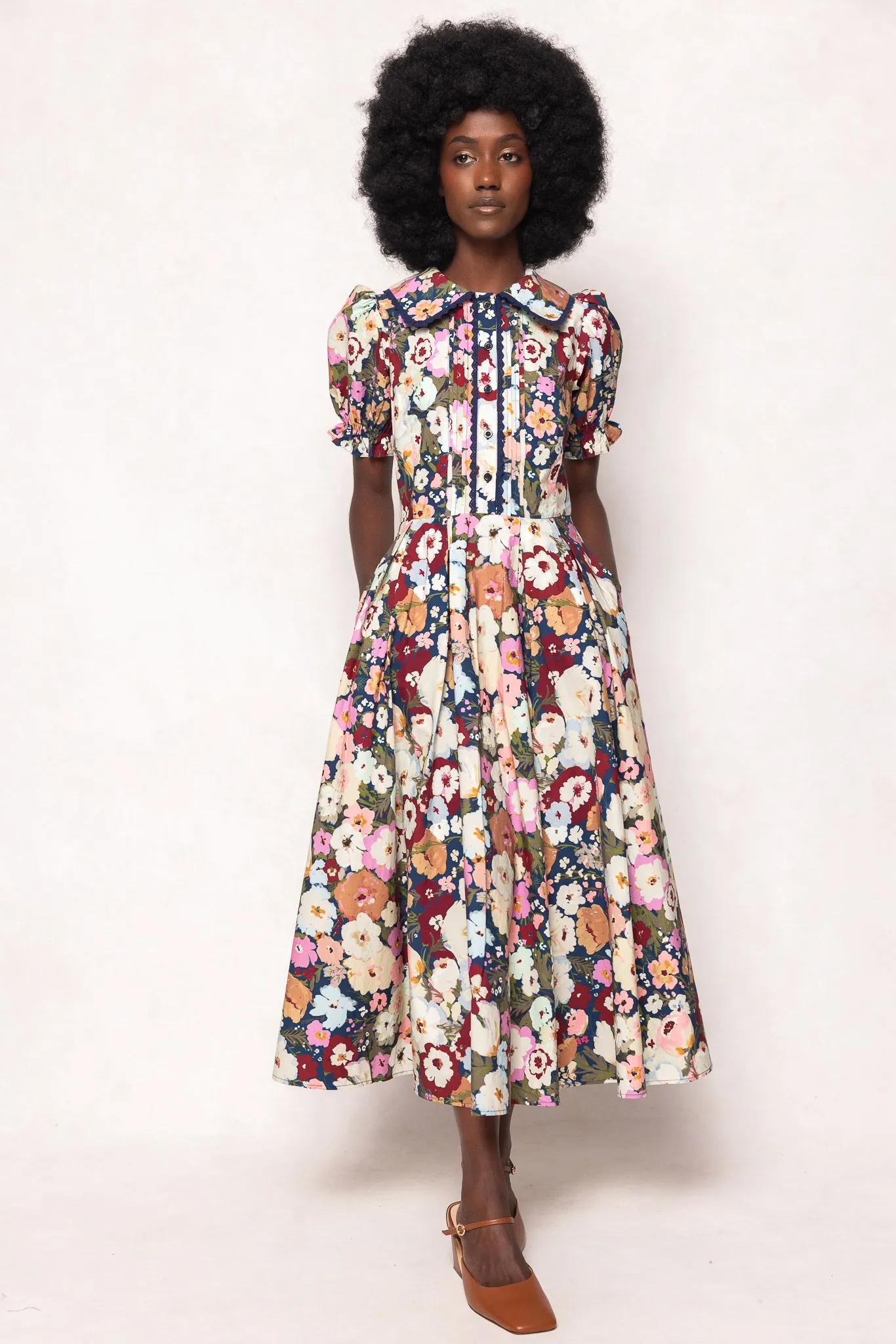 Sophia Dress in Midnight Garden sold by Ivy City Co