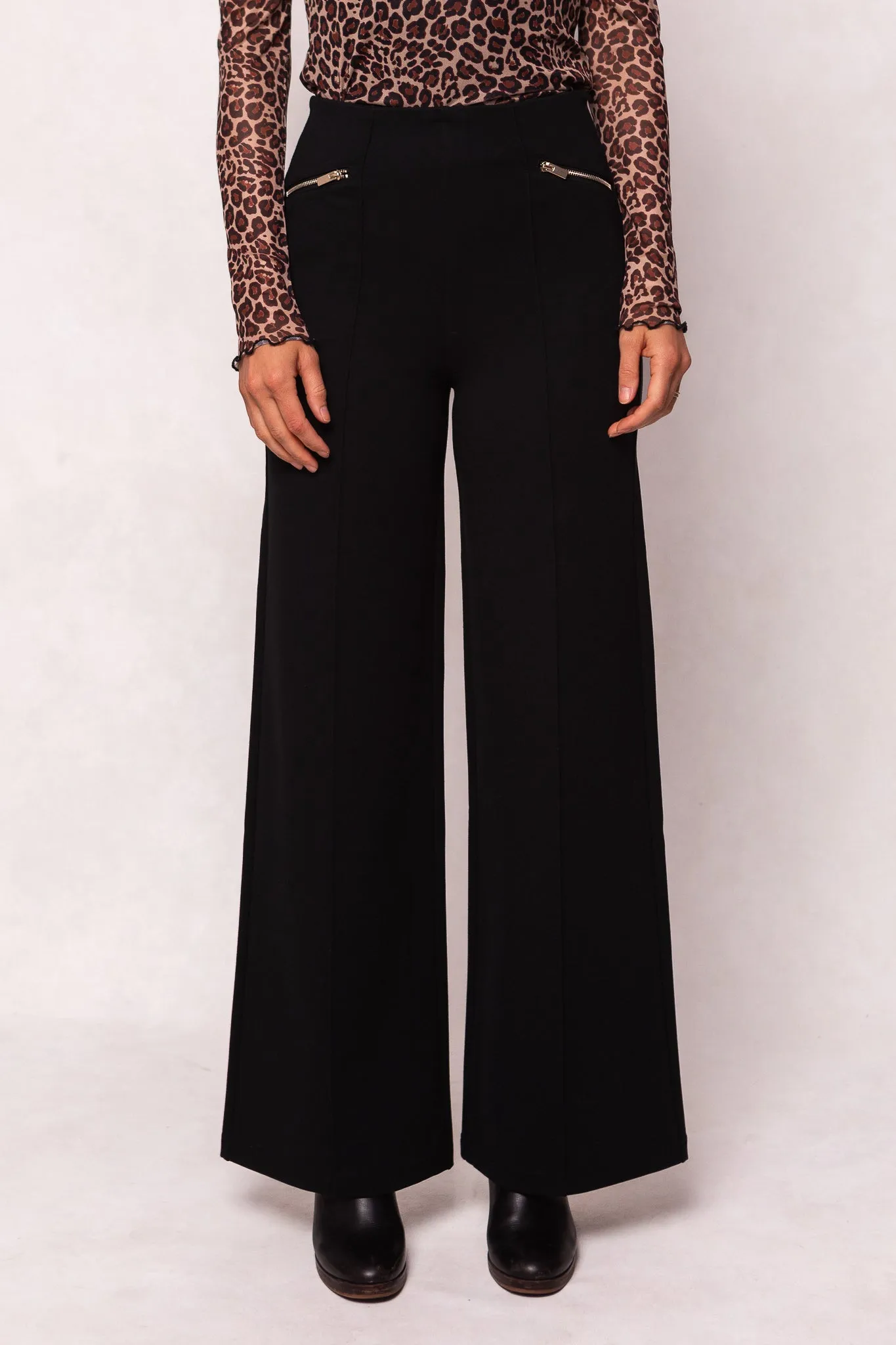 Alyssa Pop Ponte Pants in Black sold by Ivy City Co