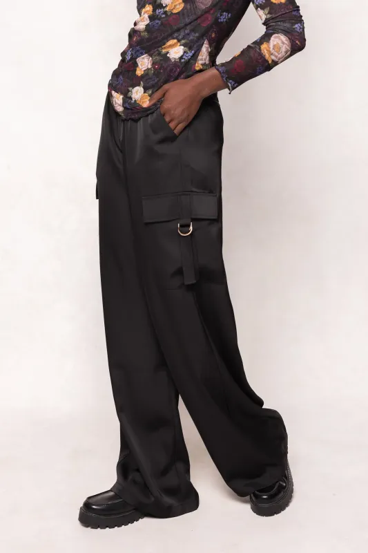 Shay Satin Pants in Black sold by Ivy City Co