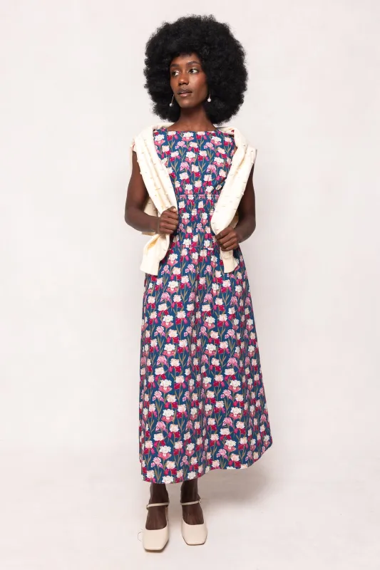 Carly Dress in Navy Pressed Petals sold by Ivy City Co