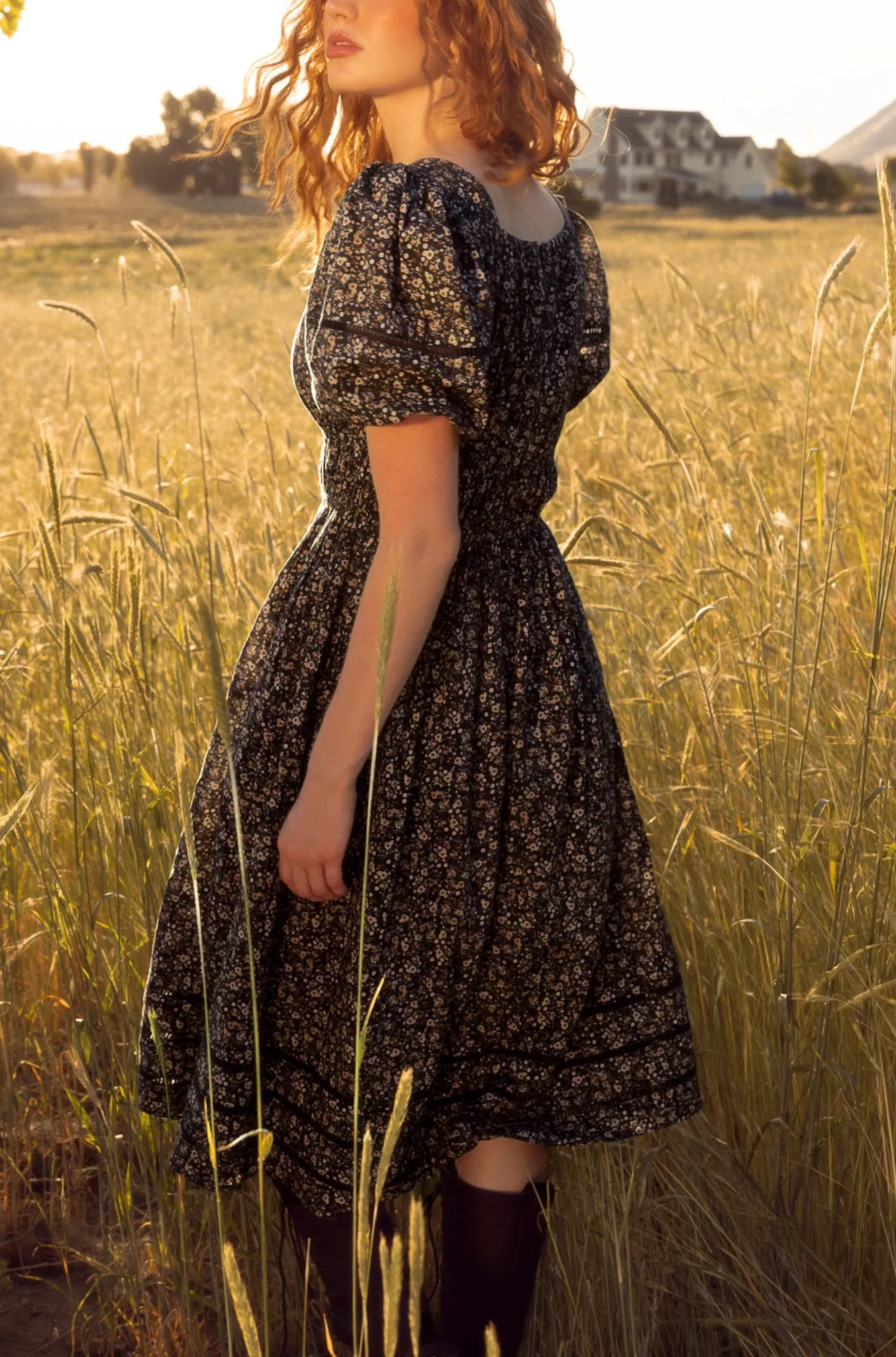 Brooklyn Dress in Navy Dainty Floral sold by Ivy City Co product image thumbnail 4