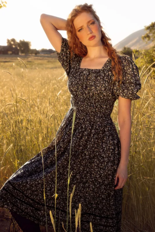 Brooklyn Dress in Navy Dainty Floral sold by Ivy City Co