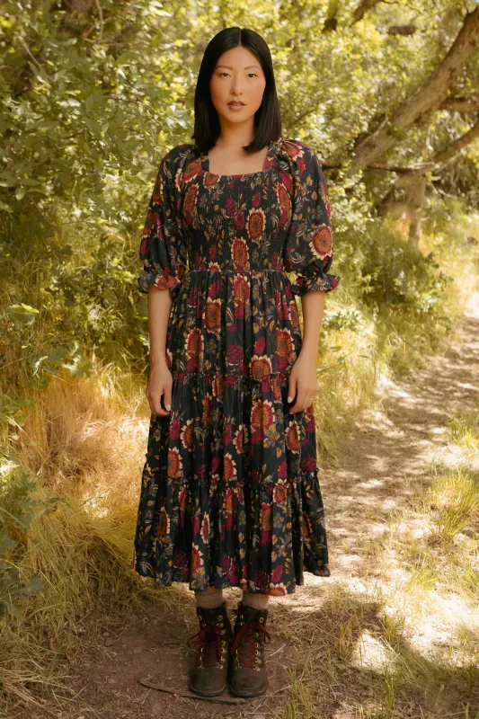 Madeline Dress in Moody Sunflower sold by Ivy City Co