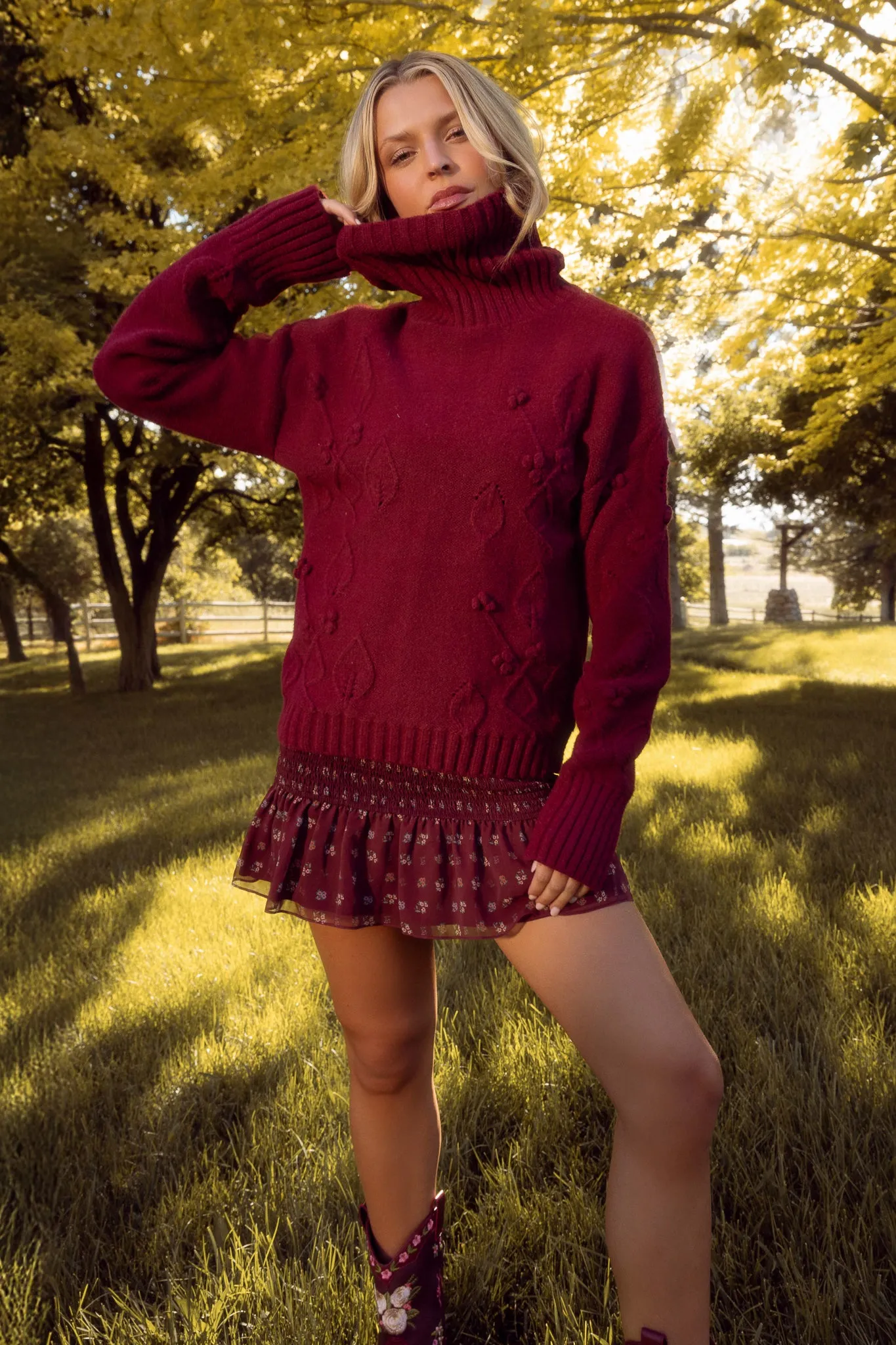 Megan Sweater in Burgundy sold by Ivy City Co product image thumbnail 2