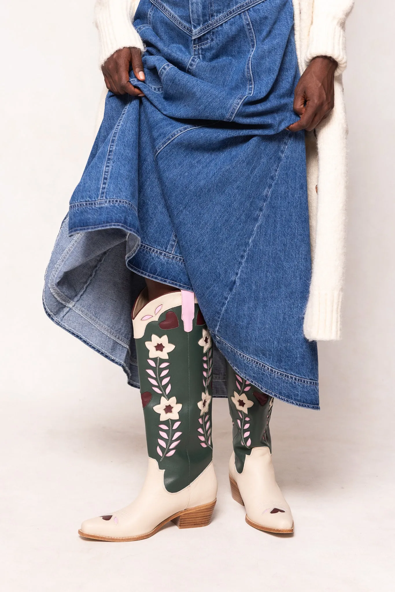 Dakota Boot in Green & Cream sold by Ivy City Co product image thumbnail 2