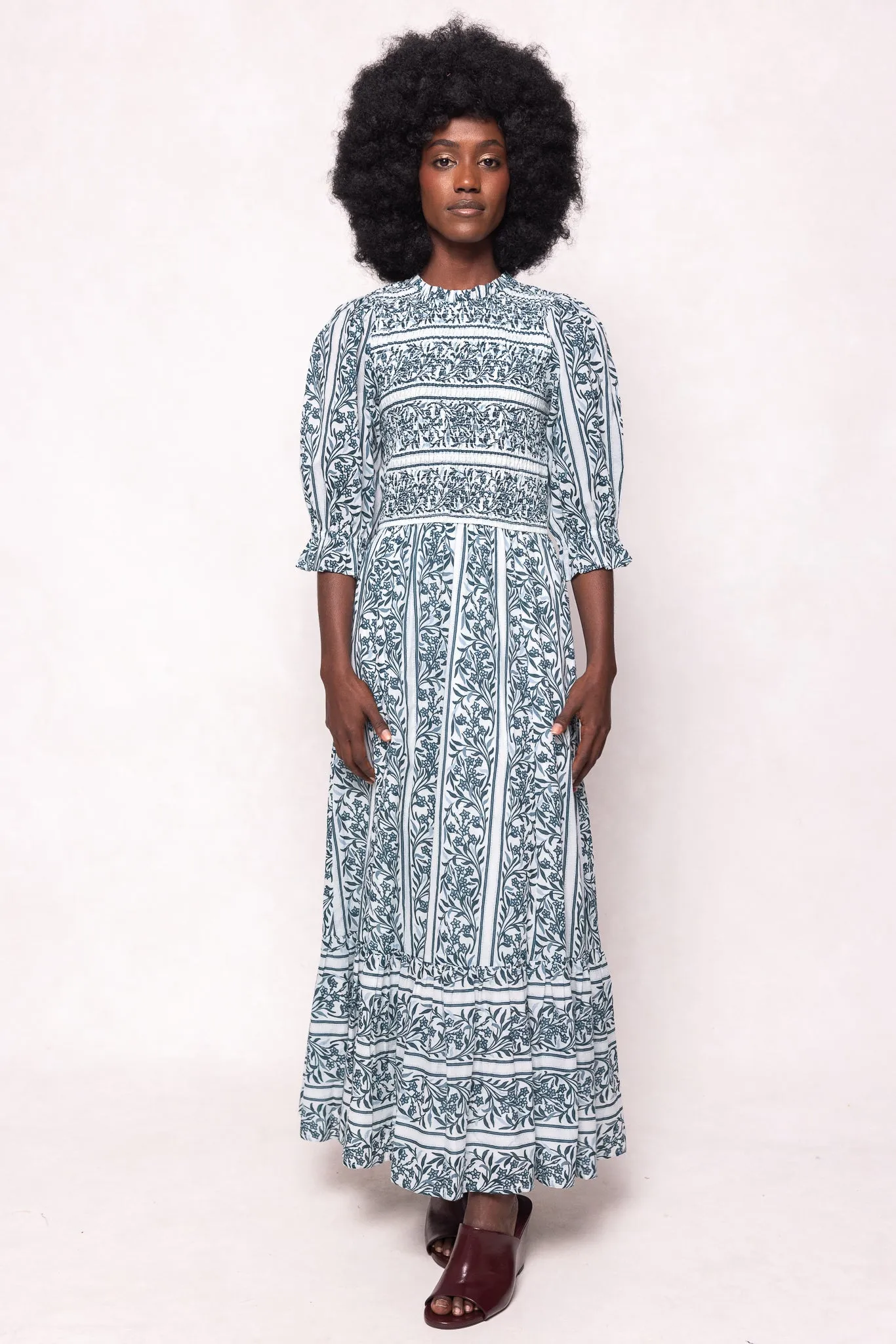 Danielle Dress in Blue Linear Print sold by Ivy City Co product image thumbnail 5