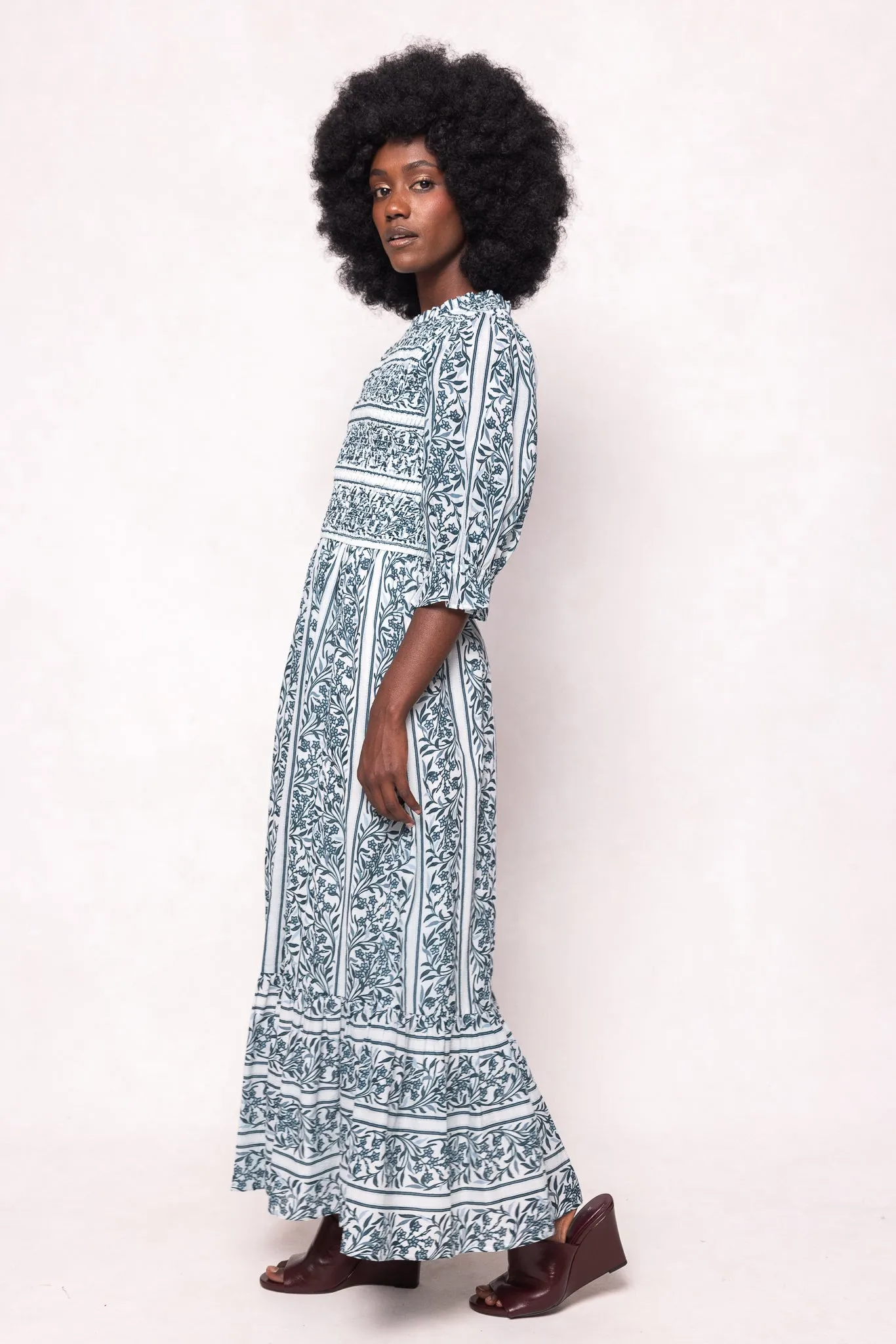 Danielle Dress in Blue Linear Print sold by Ivy City Co product image thumbnail 3