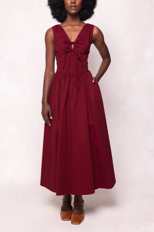 Kayla Dress in Burgundy sold by Ivy City Co