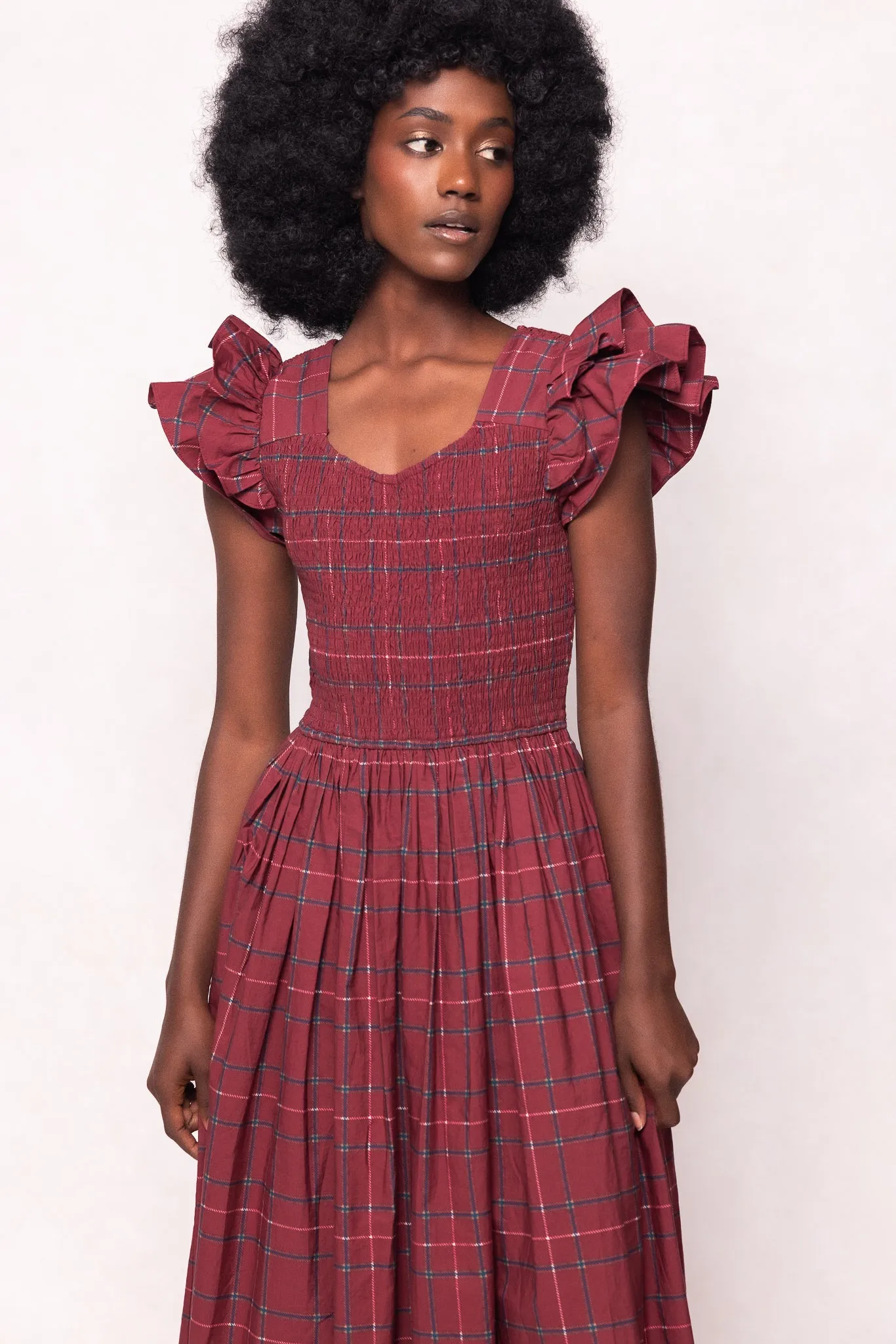 Hattie Dress in Burgundy Plaid sold by Ivy City Co product image thumbnail 2