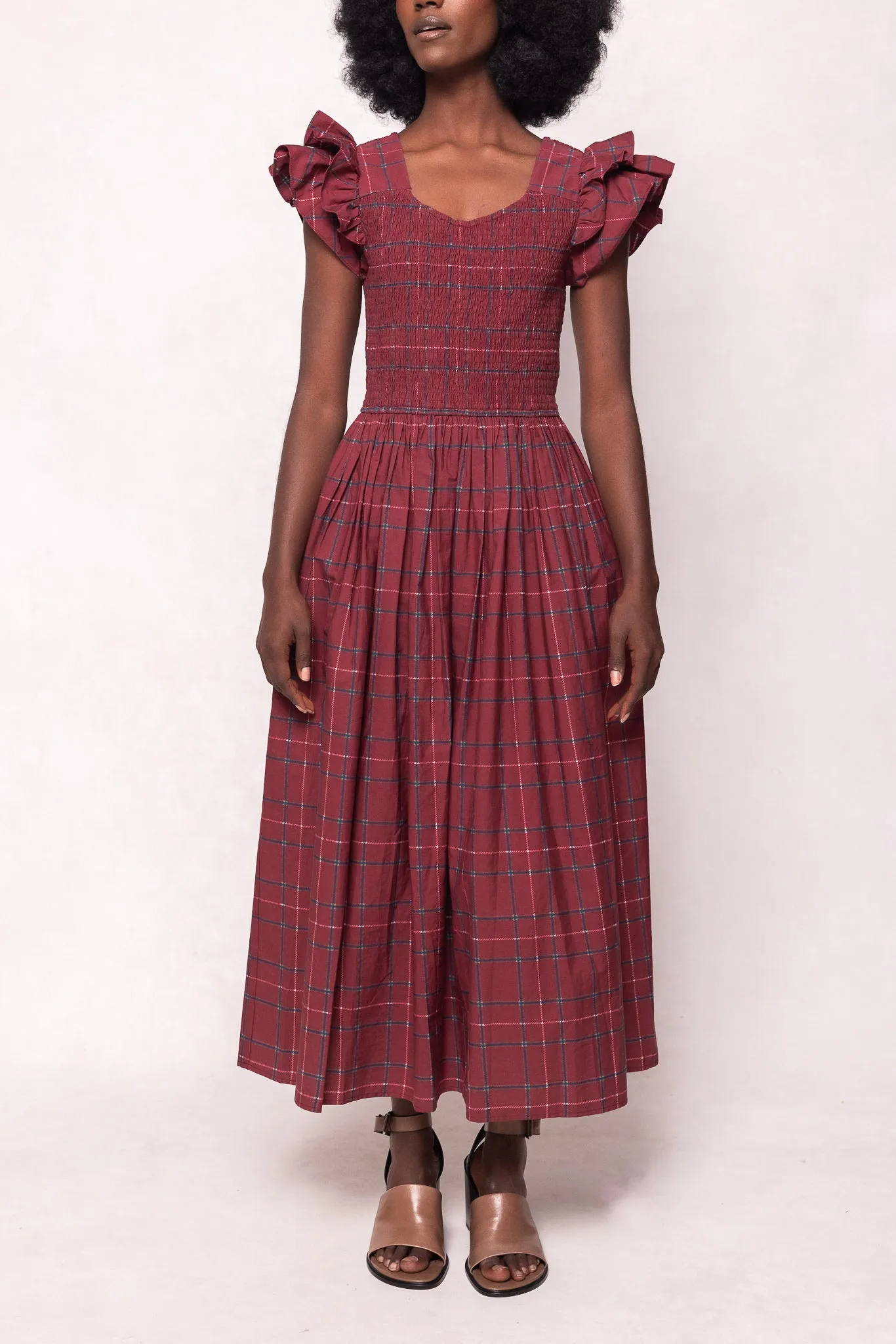 Hattie Dress in Burgundy Plaid sold by Ivy City Co