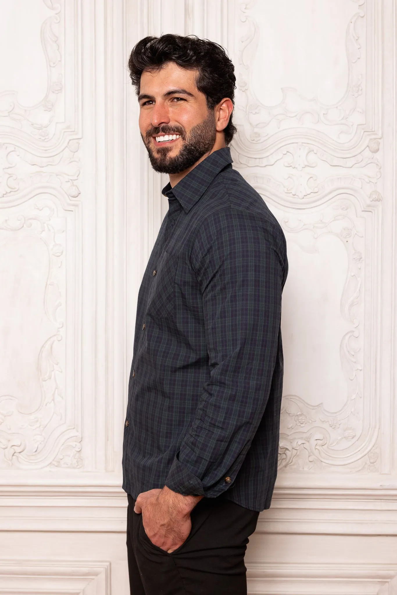 Mens John Shirt in Twilight Pine Plaid sold by Ivy City Co product image thumbnail 4