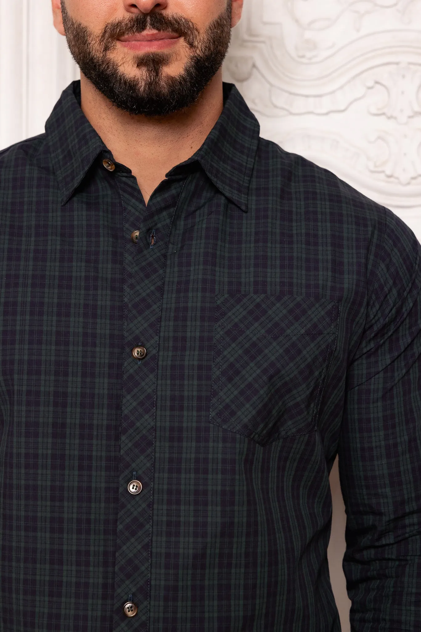 Mens John Shirt in Twilight Pine Plaid sold by Ivy City Co product image thumbnail 3