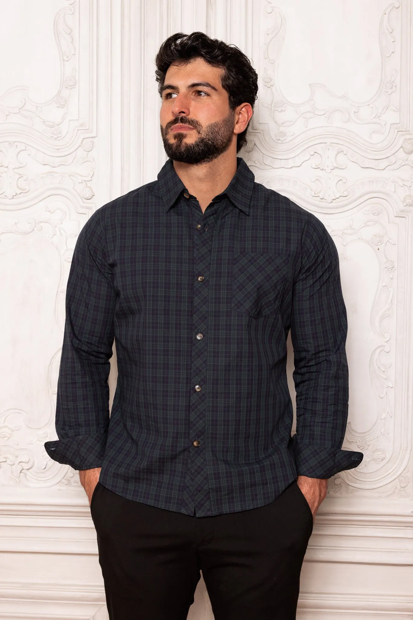 Mens John Shirt in Twilight Pine Plaid sold by Ivy City Co product image thumbnail 2