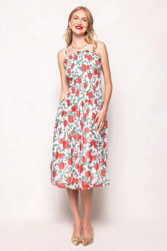 Kimberly Dress in Red Roses sold by Ivy City Co