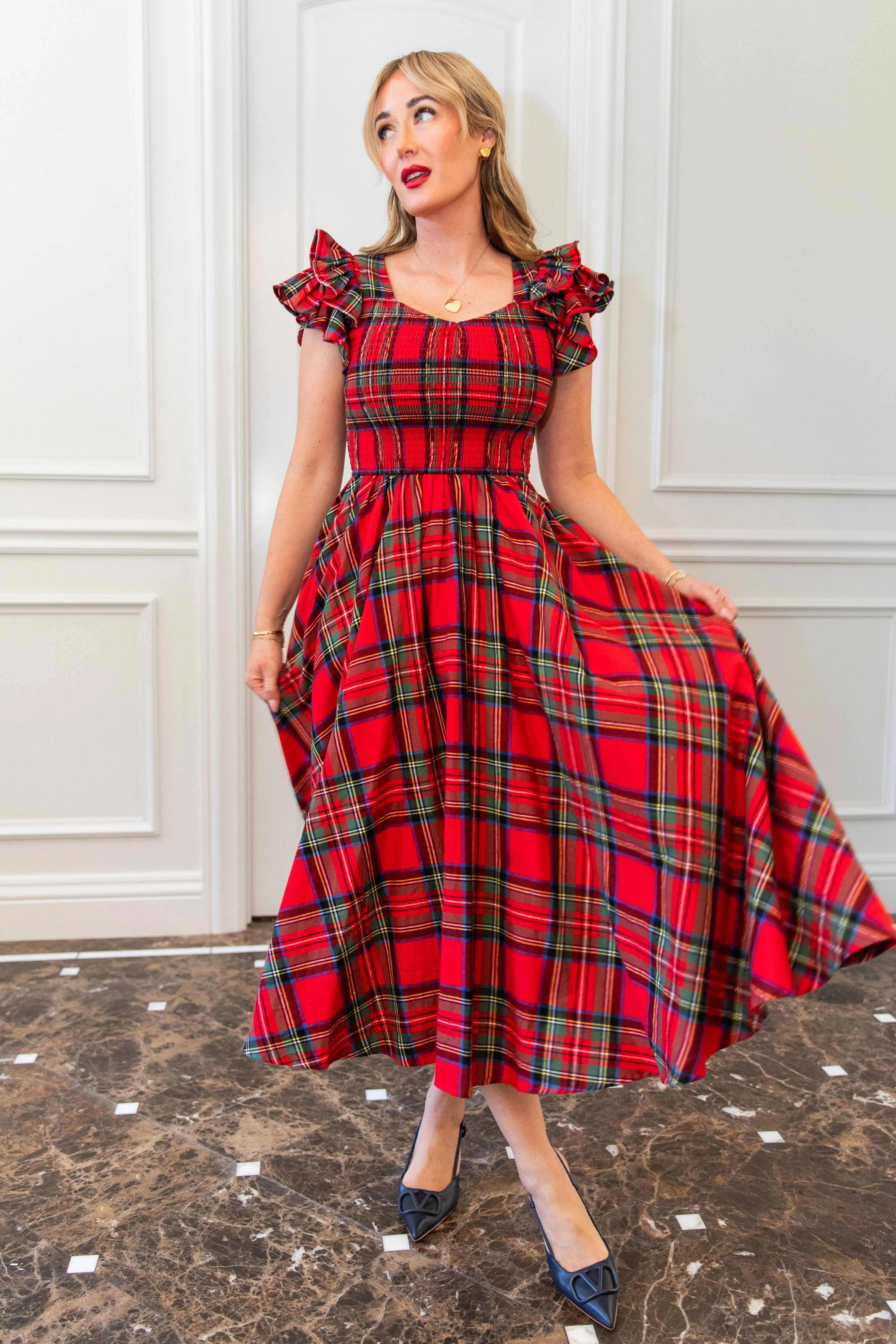 Hattie Dress in Holiday Plaid sold by Ivy City Co