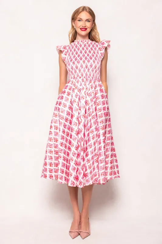 Kylie Dress in Rouge Lattice Floral sold by Ivy City Co