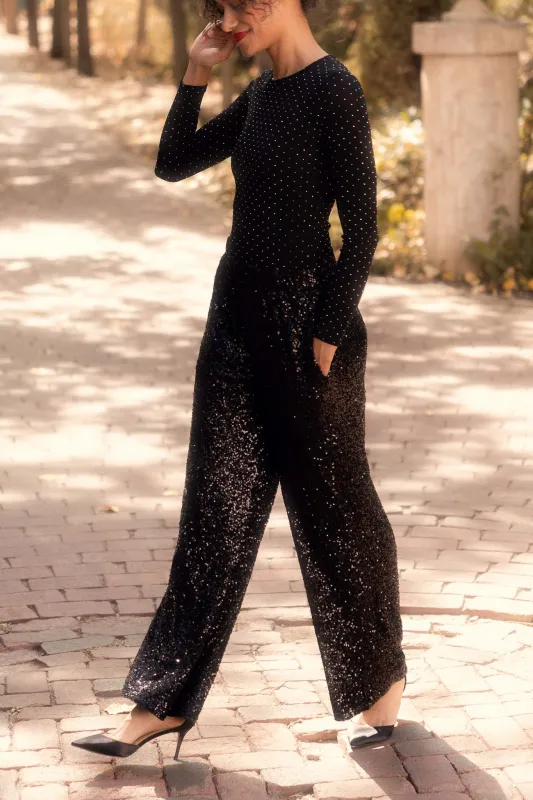 Gloria Pants in Black Sequin made by Ivy City Co