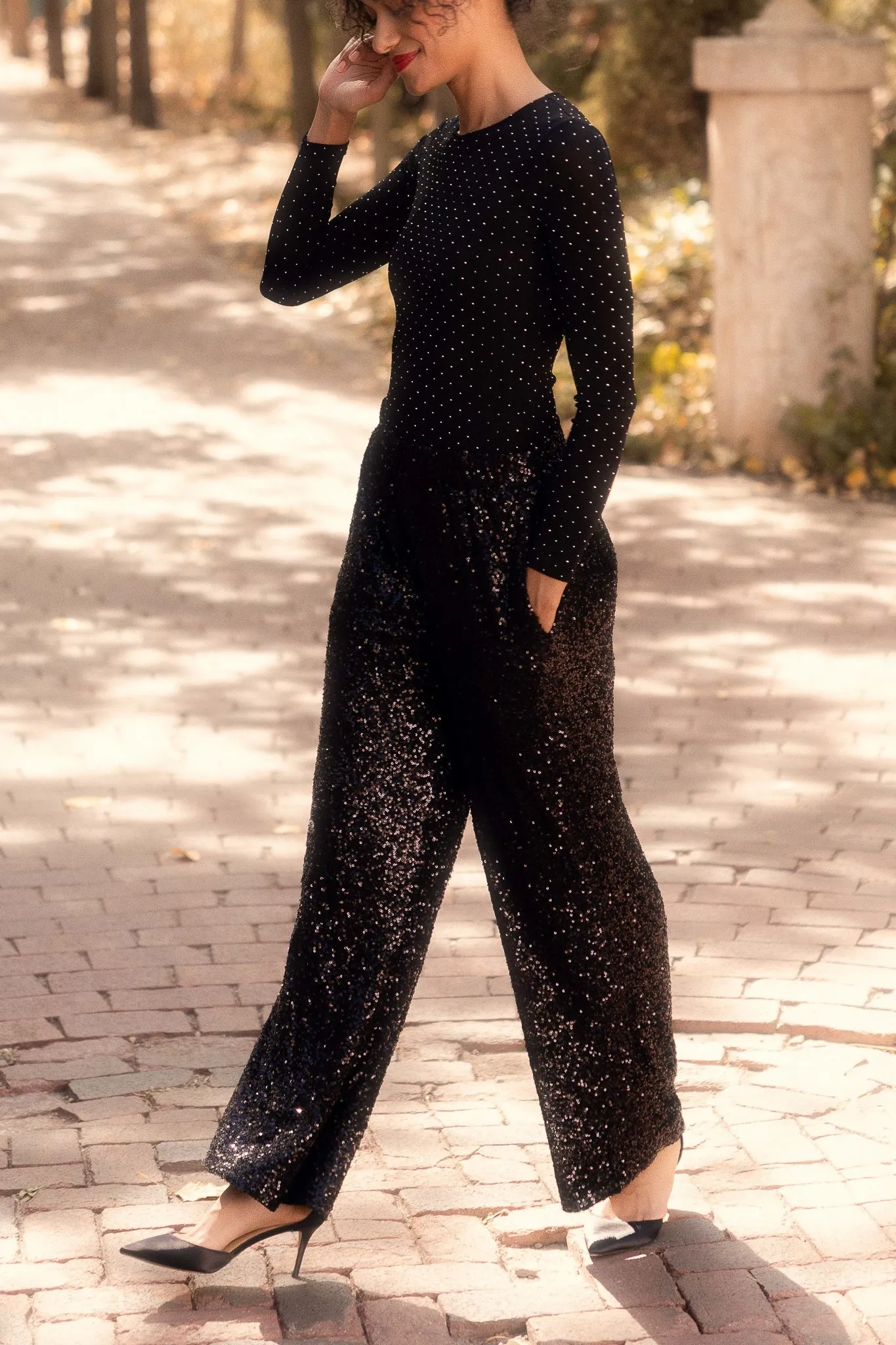 Gloria Pants in Black Sequin sold by Ivy City Co