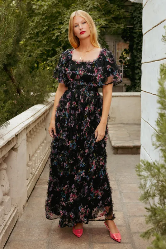 Florentina Dress in Obsidian Garden sold by Ivy City Co