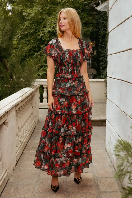 Winnie Dress in Midnight Roses sold by Ivy City Co