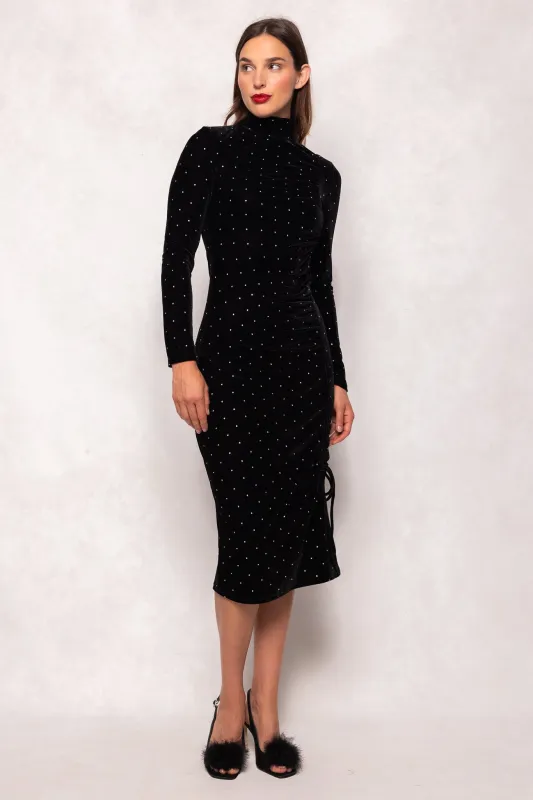 Hunter Dress in Black Velvet - Slightly Imperfect sold by Ivy City Co