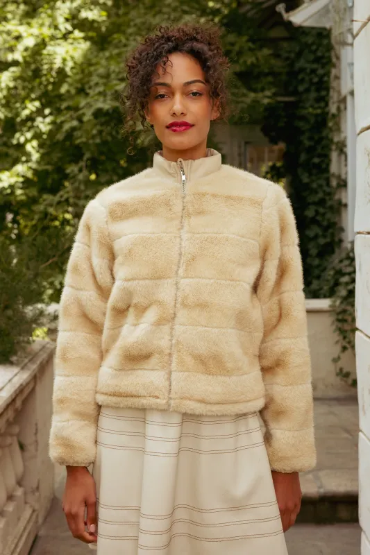 Brianna Jacket in Cream Fur sold by Ivy City Co