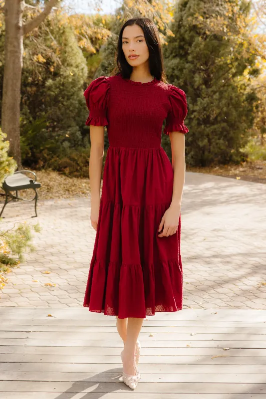 Cordelia Dress in Burgundy sold by Ivy City Co