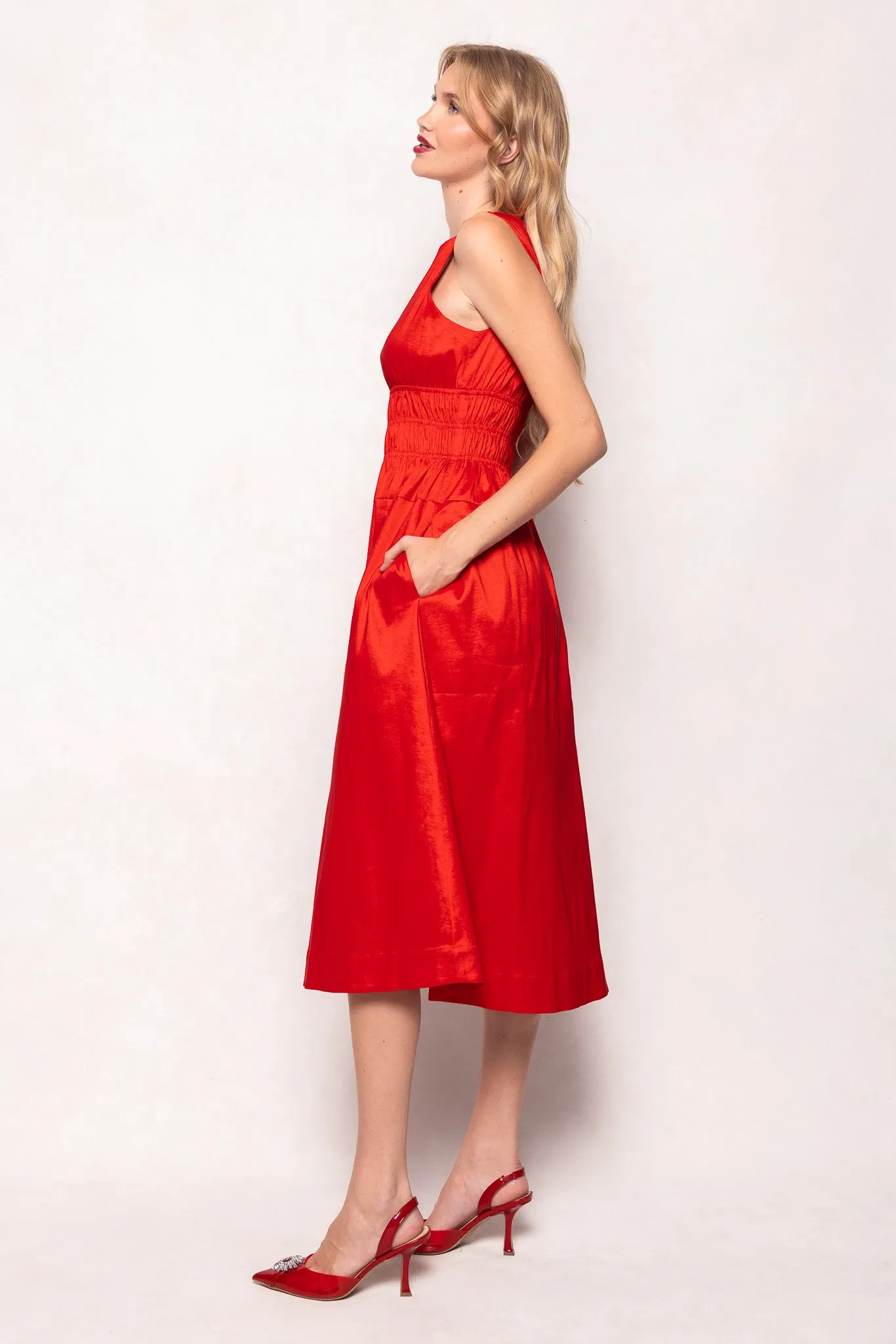 Carly Dress in Red Taffeta sold by Ivy City Co product image thumbnail 5