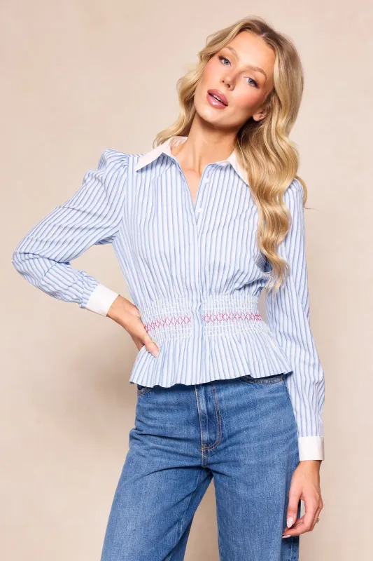 Bluebell Top in Blue & White Stripes made by Ivy City Co