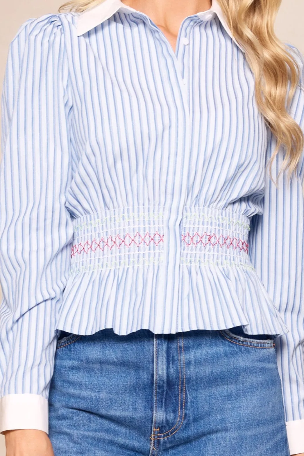 Bluebell Top in Blue & White Stripes sold by Ivy City Co product image thumbnail 5