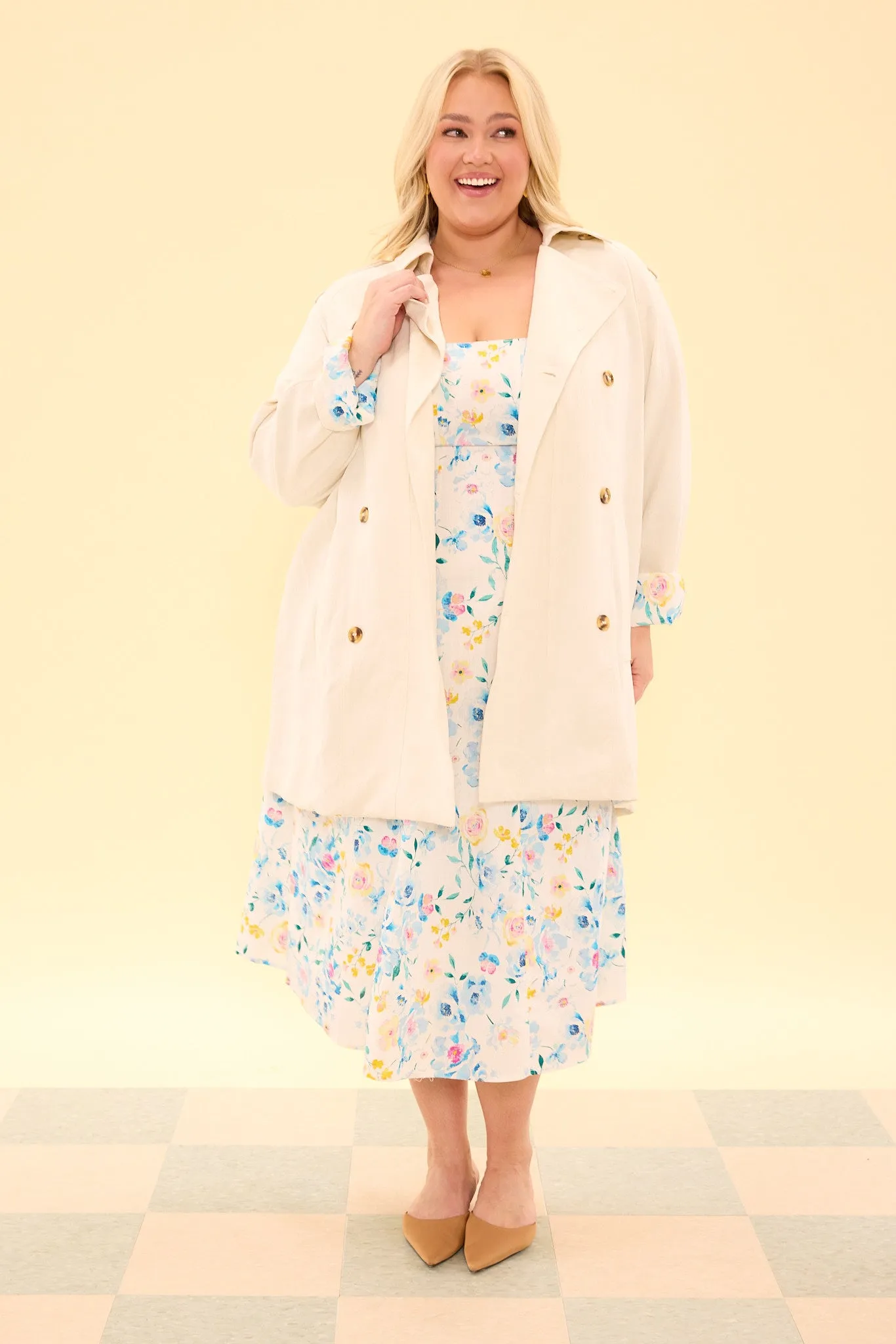 Linden Trench Coat in Blue Bouquet sold by Ivy City Co product image thumbnail 3