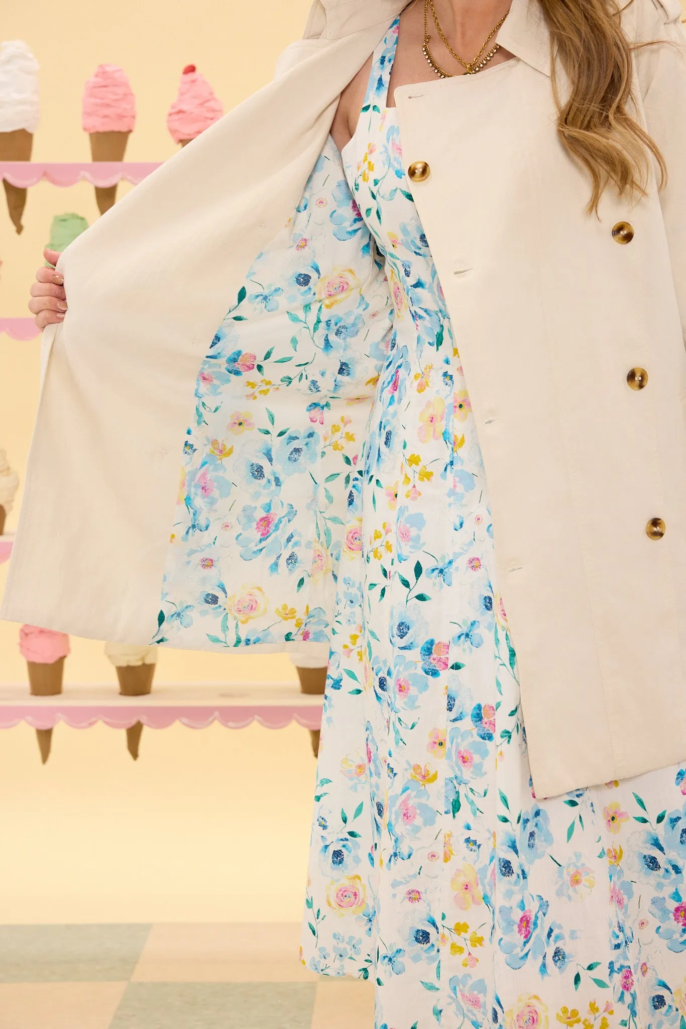Linden Trench Coat in Blue Bouquet sold by Ivy City Co product image thumbnail 2