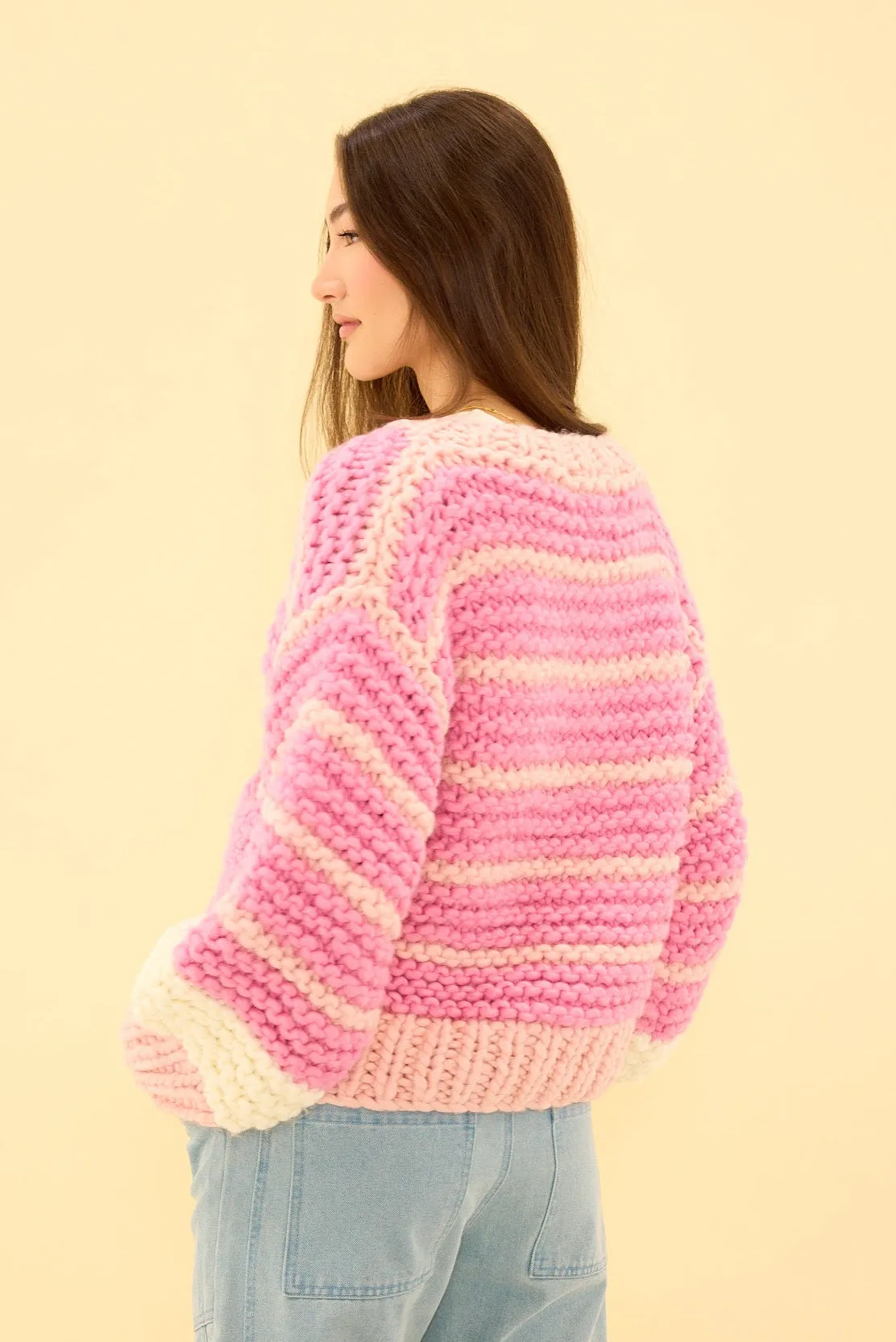 Bailey Cardigan in Pink Stripes sold by Ivy City Co product image thumbnail 3