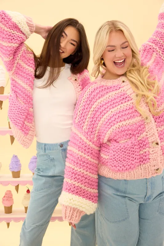 Bailey Cardigan in Pink Stripes made by Ivy City Co