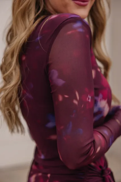 Aubriella Dress in Burgundy Floral sold by Ivy City Co product image thumbnail 2